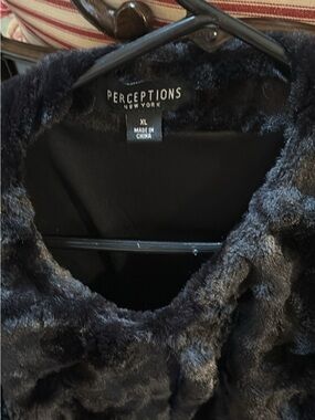 Perceptions Plush Faux Fur Coat in Black